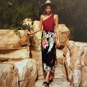 NWT WALTER BAKER Paradise Sarong Kaftan Coverup Floral tropical Beach OS